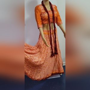 Peach/Orange Floral 3 piece Gopi Dress
